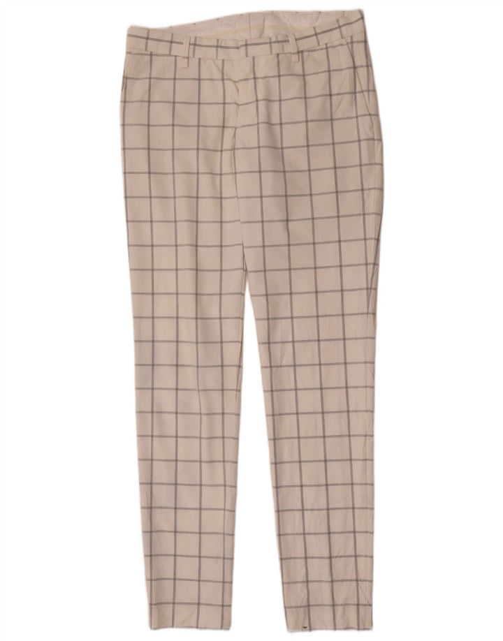 Zara Slim Chino-Hose für Herren, EU 40, M, B31, L33, weiß kariertes Polyester