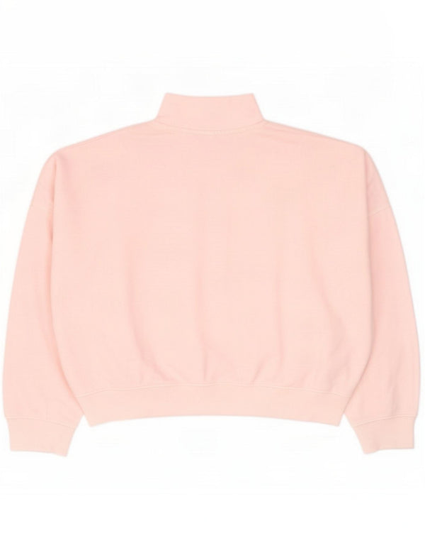 Ellesse Womens Oversized Graphic Zip Neck Sweatshirt Pullover UK 8 Small Pink