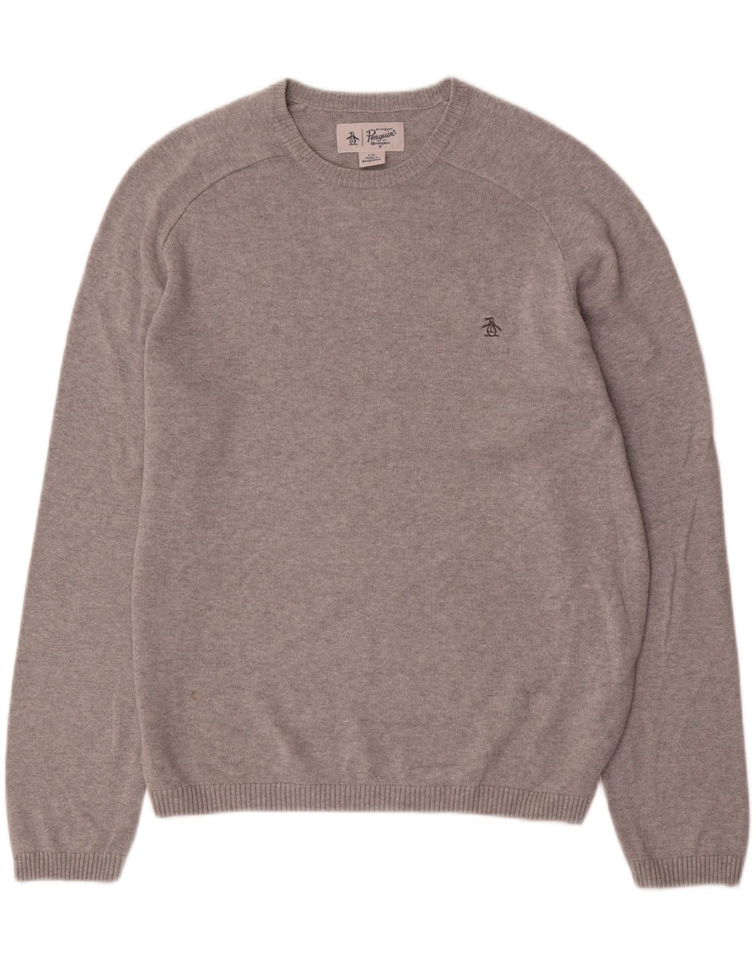 Penguin Herren-Pullover mit Rundhalsausschnitt, groß, aus grauer Baumwolle