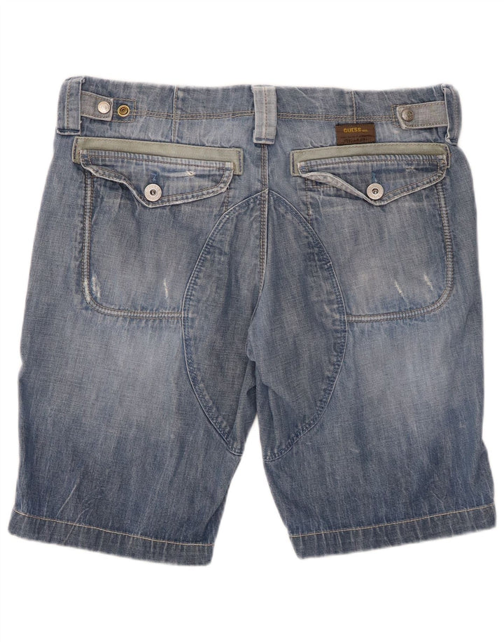 GUESS Herren Cargo Denim Shorts W33 Mittelblau