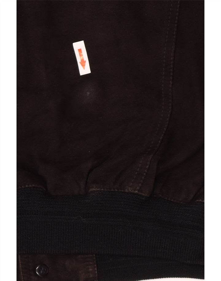 Vintage Herren Wildleder Bomberjacke IT 48 Mittelschwarzes Leder