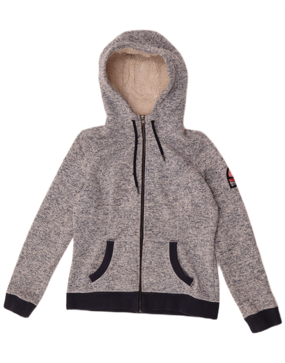 Superdry Herren-Kapuzenpullover mit Reißverschluss, UK 14, groß, blau geflecktes Polyester