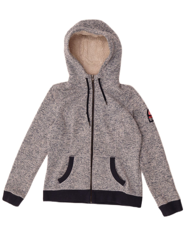 Superdry Herren-Kapuzenpullover mit Reißverschluss, UK 14, groß, blau geflecktes Polyester