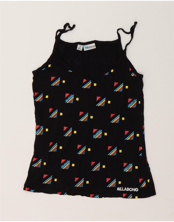 Billabong Womens Graphic Cami Top UK 10 Small Schwarz Geometrisch Modal