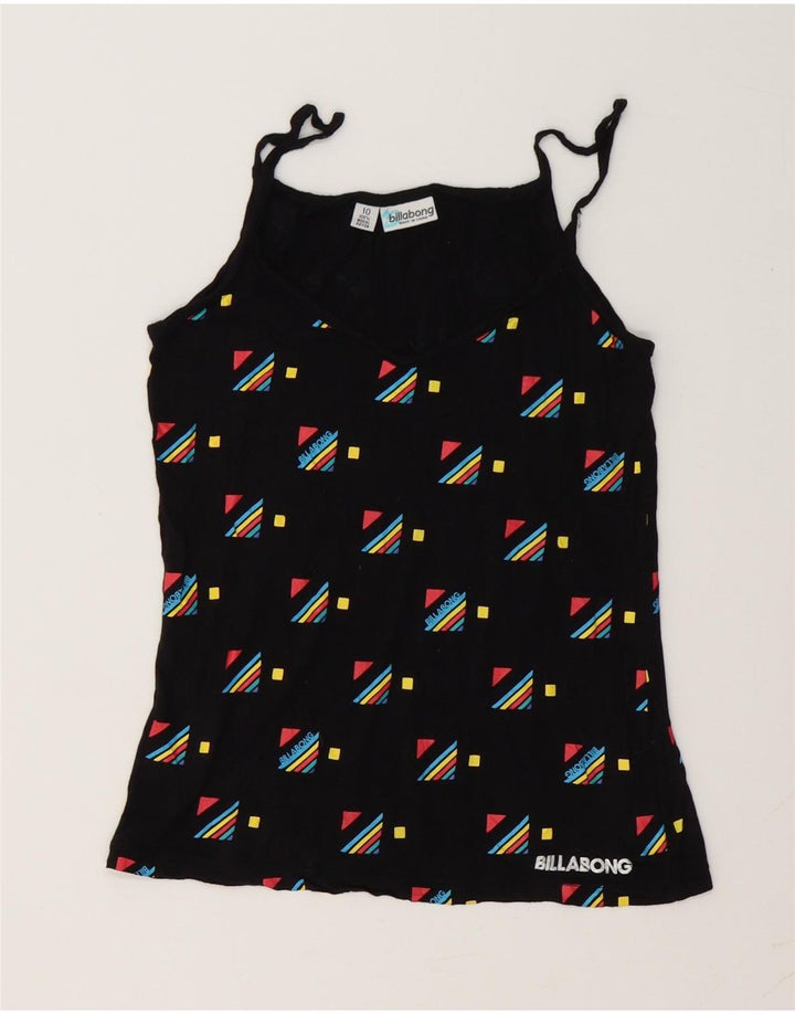 Billabong Womens Graphic Cami Top UK 10 Small Schwarz Geometrisch Modal