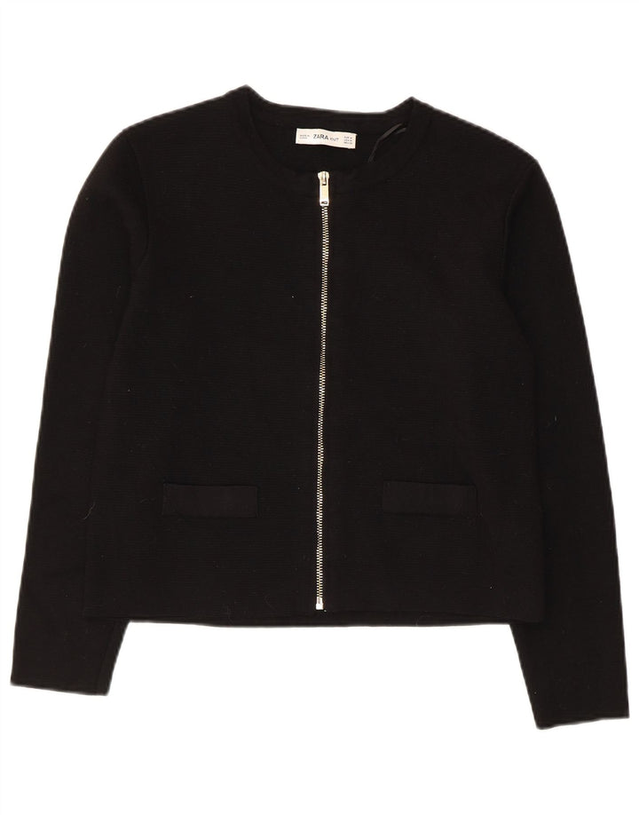Zara Damen Crop Cardigan Pullover UK 12 Mittelschwarze Viskose