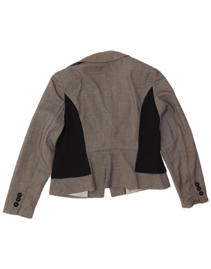 Marks & Spencer Damen Crop Blazer Jacke UK 14 Large Grau Farbblock