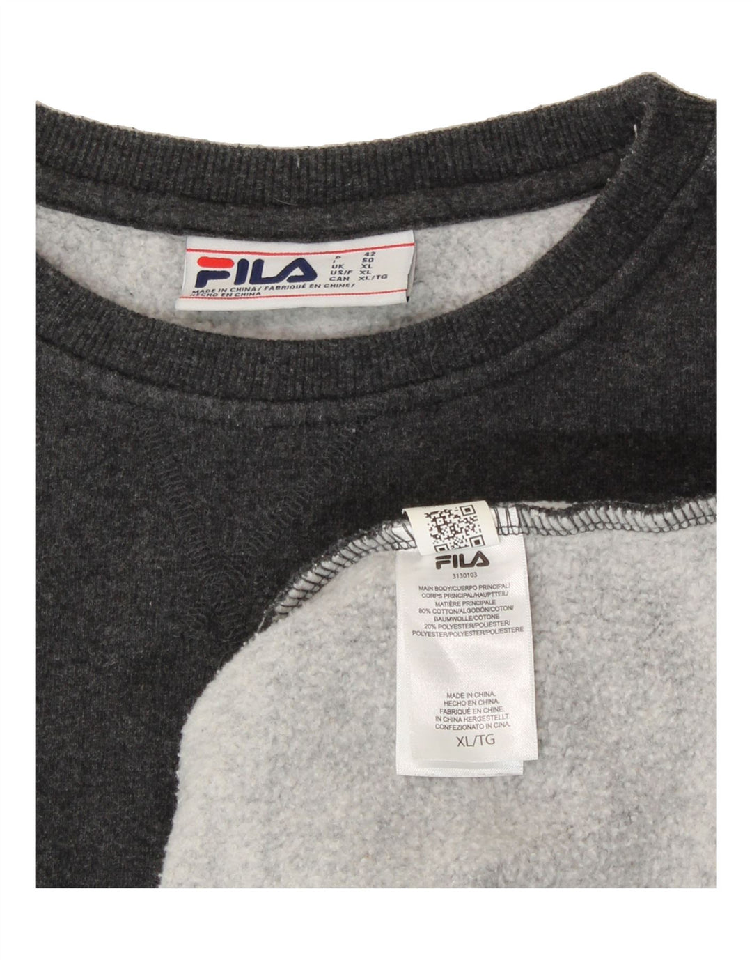 FILA Womens Sweatshirt Jumper UK 18 XL Grey Cotton Vintage Fila and Second-Hand Fila from Messina Hembry 