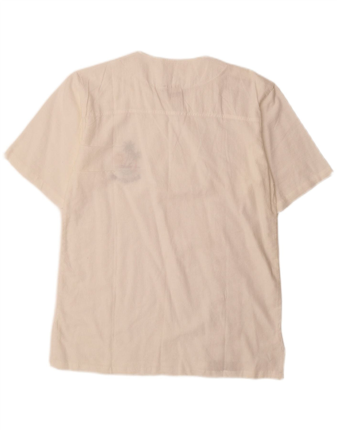 Vintage Herren handgemachtes Kurzarm-Pullovershirt Mittelweiß Geometrisch