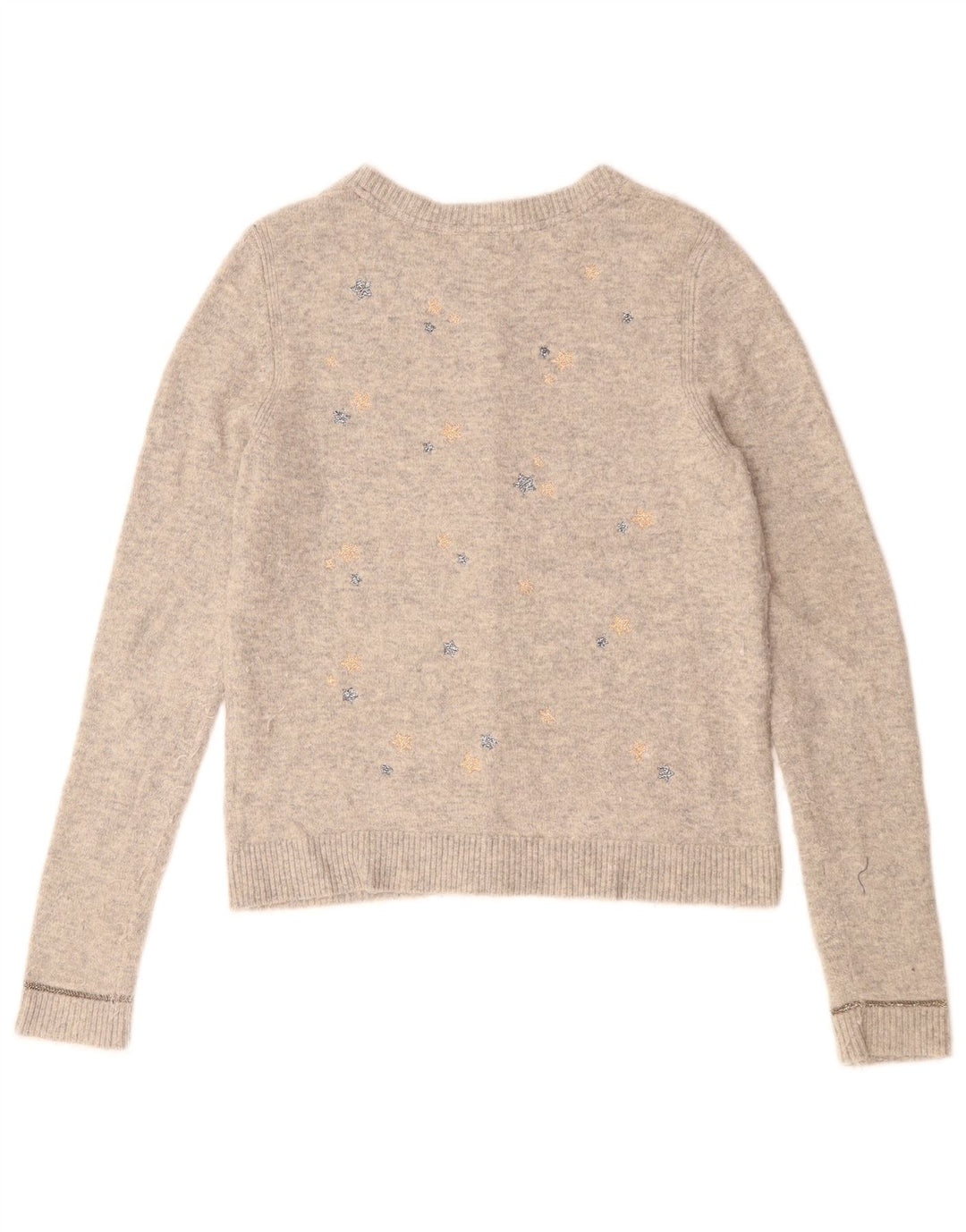 WHITE STUFF Damen-Strickjacke mit abstraktem Muster, Gr. 10, klein, Grau