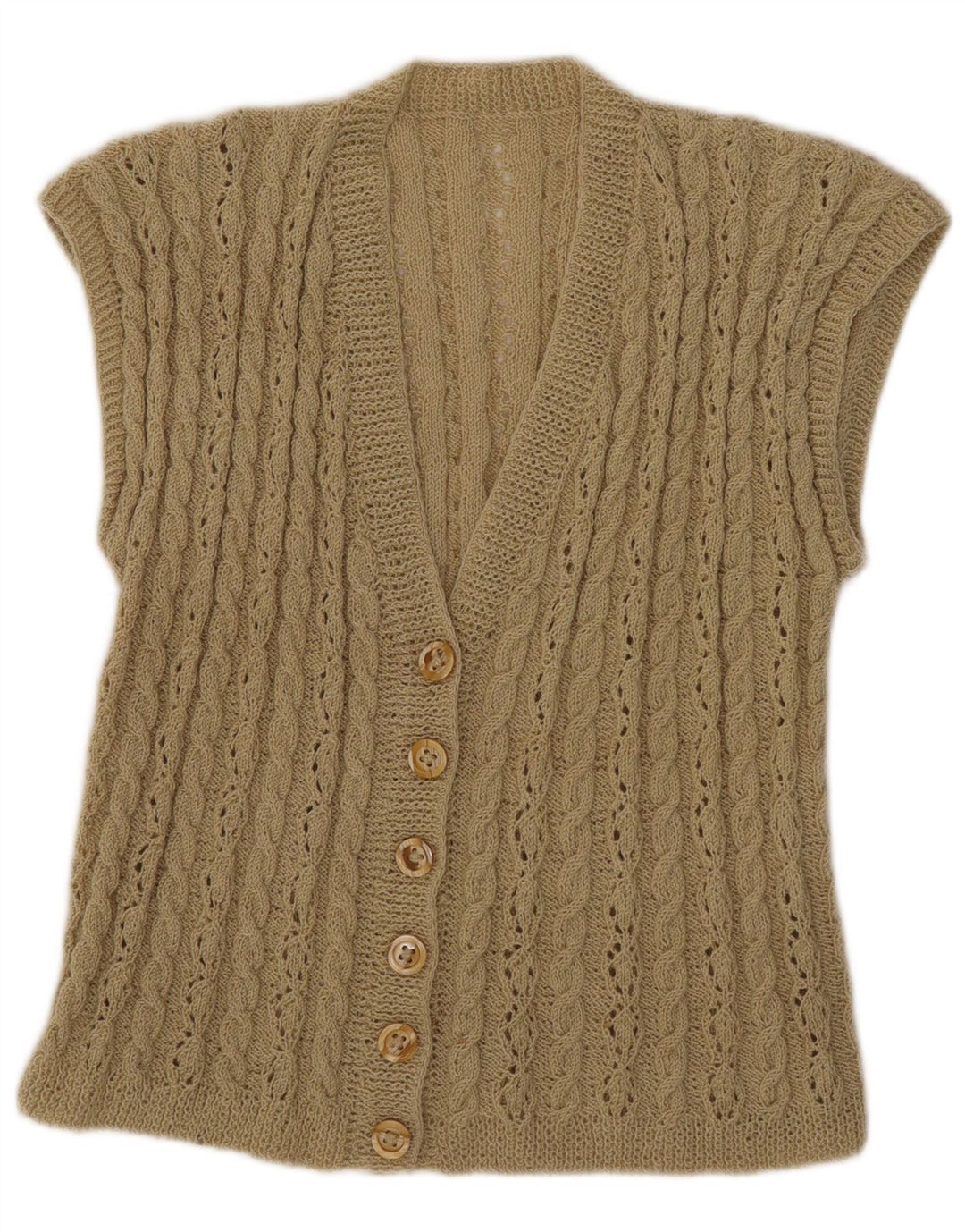 Vintage Damen Ärmelloser Cardigan Pullover UK 14 Mittelgrün