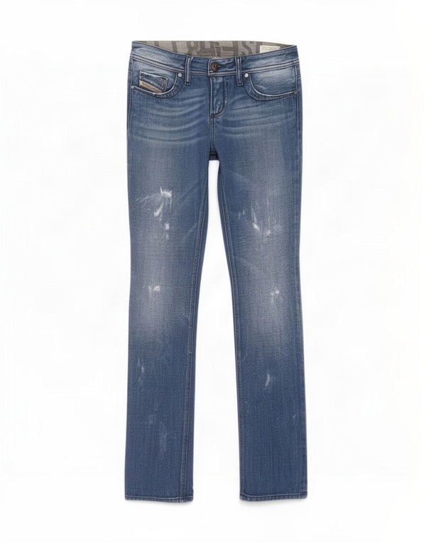 Diesel Damen Lowky Distressed Straight Jeans W28 L32 Blaue Baumwolle