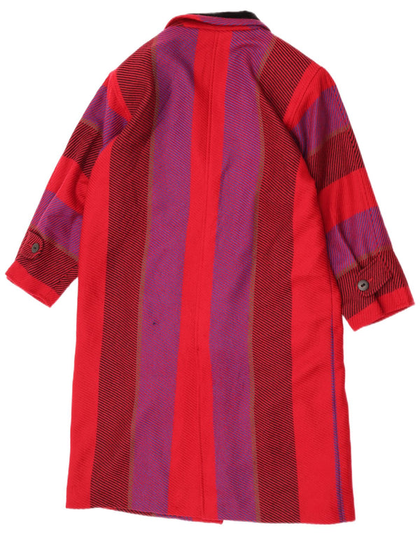 Roccobarocco Damen Übergroßer Mantel UK 10 Kleine rot gestreifte Wolle