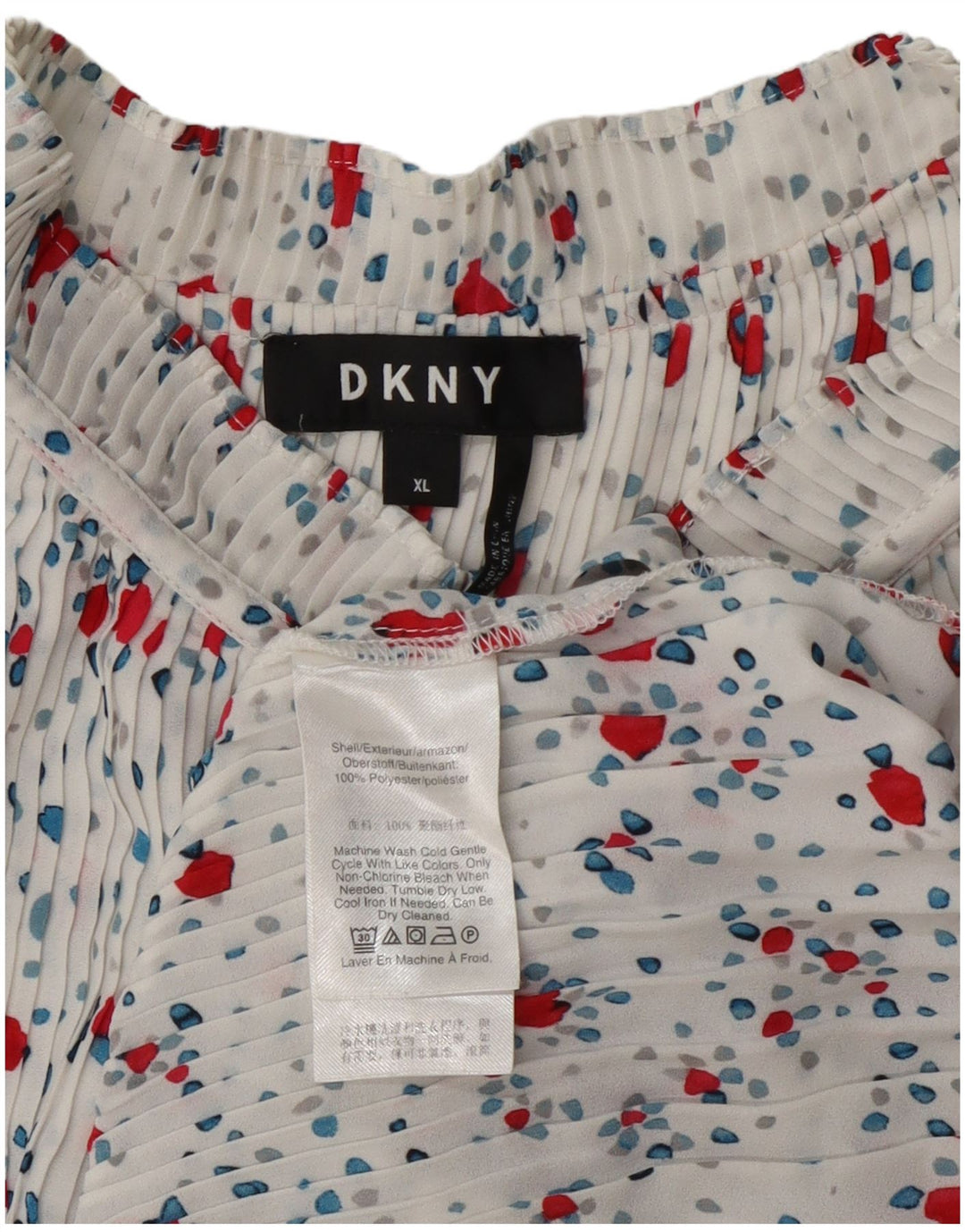 Dkny Damen-Blusenoberteil, ärmellos, vorne gebunden, UK 18, XL, weiß, geblümt, Polyester