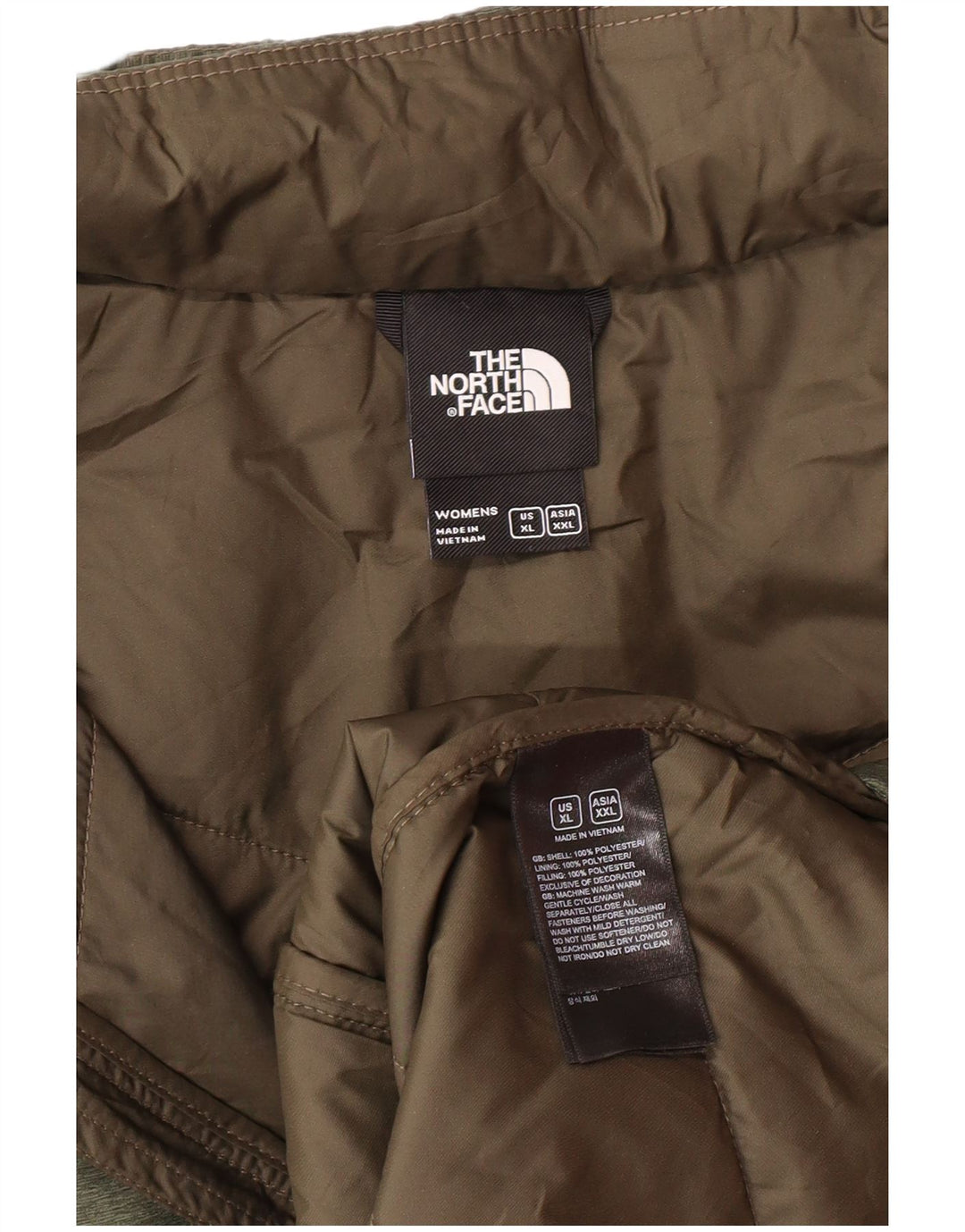 The North Face Damen Kapuzenmantel, gepolstert, UK 18, XL, Khaki, Polyester, modern