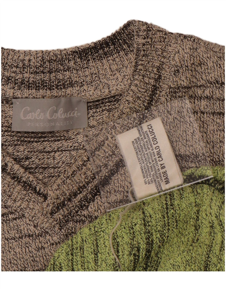 Carlo Colucci Herren-Pullover mit V-Ausschnitt, Gr. 52, groß, mehrfarbig