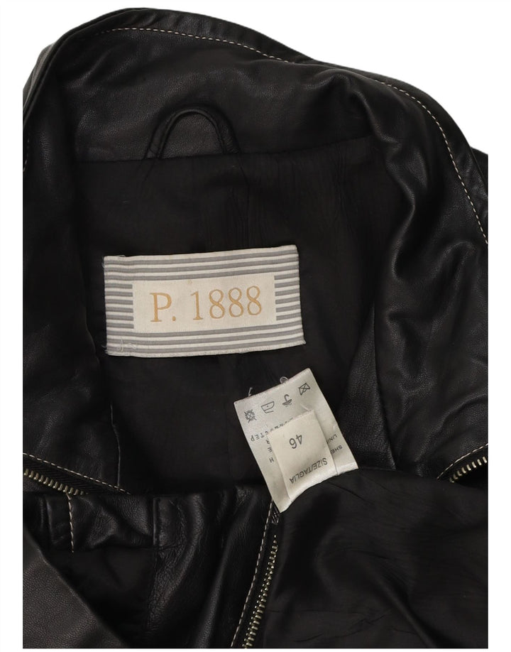 Vintage Damen Leder Bikerjacke IT 46 Großes schwarzes Leder