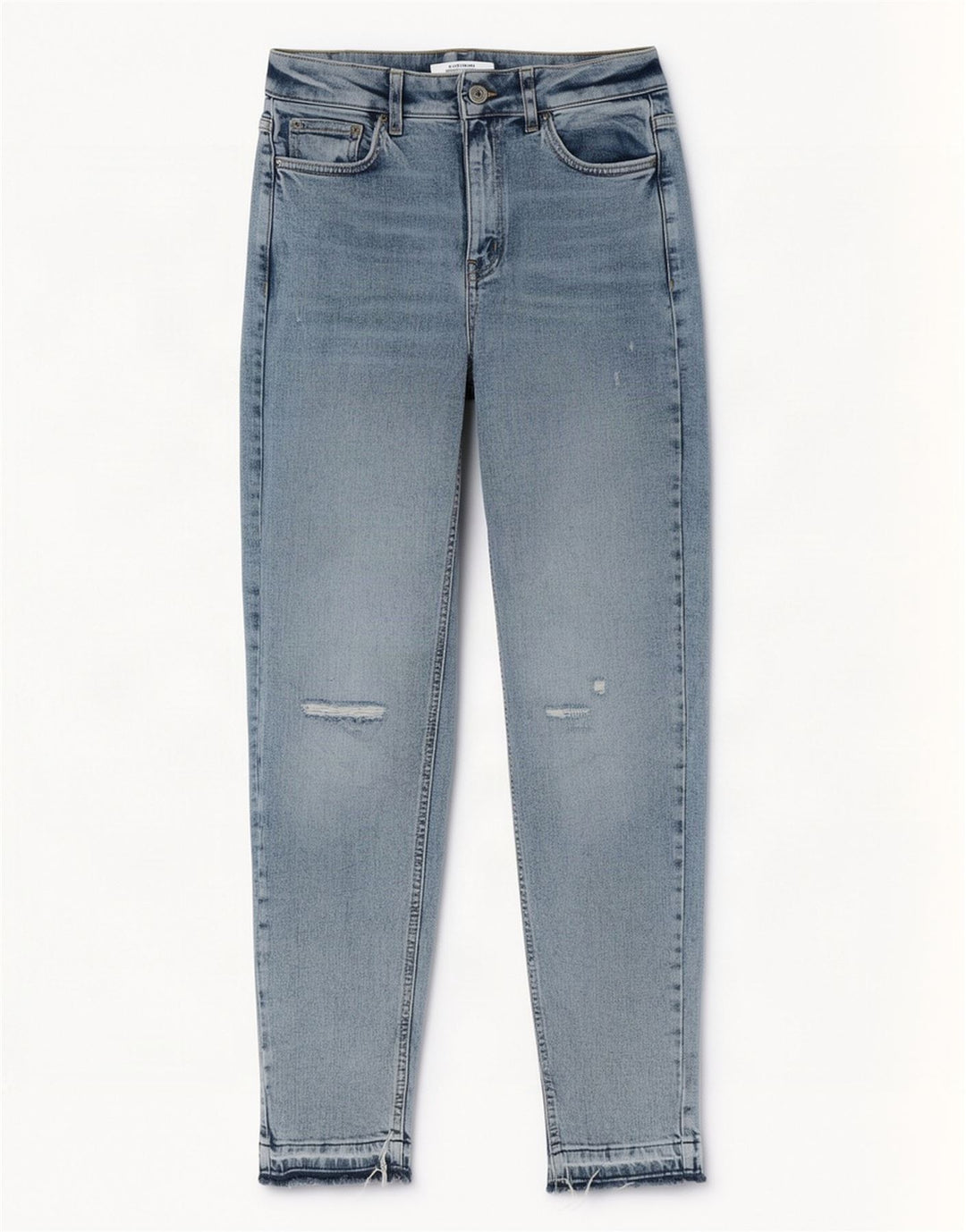 Marks & Spencer Damen Distressed Tapered Jeans UK 8 Small W27 L29 Blau