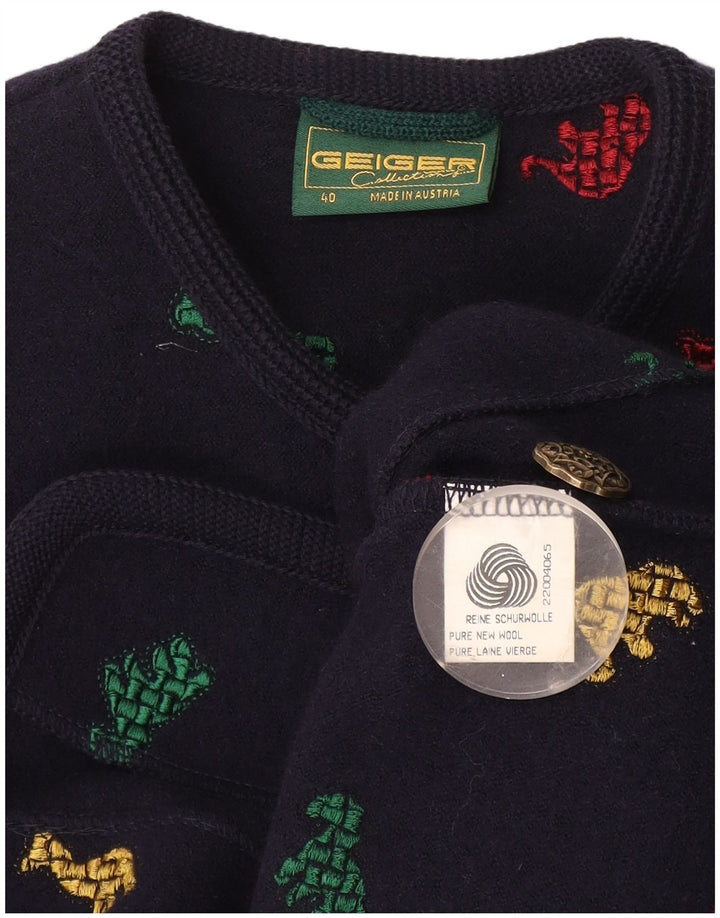 Geiger Damen-Blazer mit 6 Knöpfen, EU 40, mittleres Marineblau mit Tiermuster