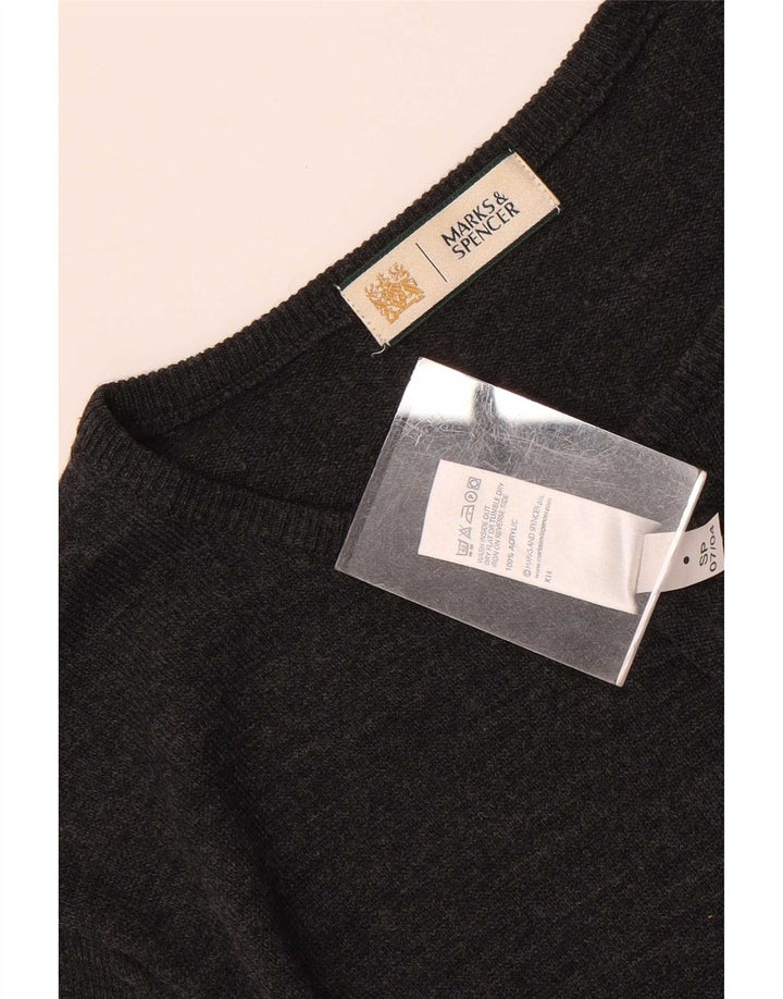 Marks & Spencer Herren-Pullover mit Rundhalsausschnitt, mittelgraues Acryl