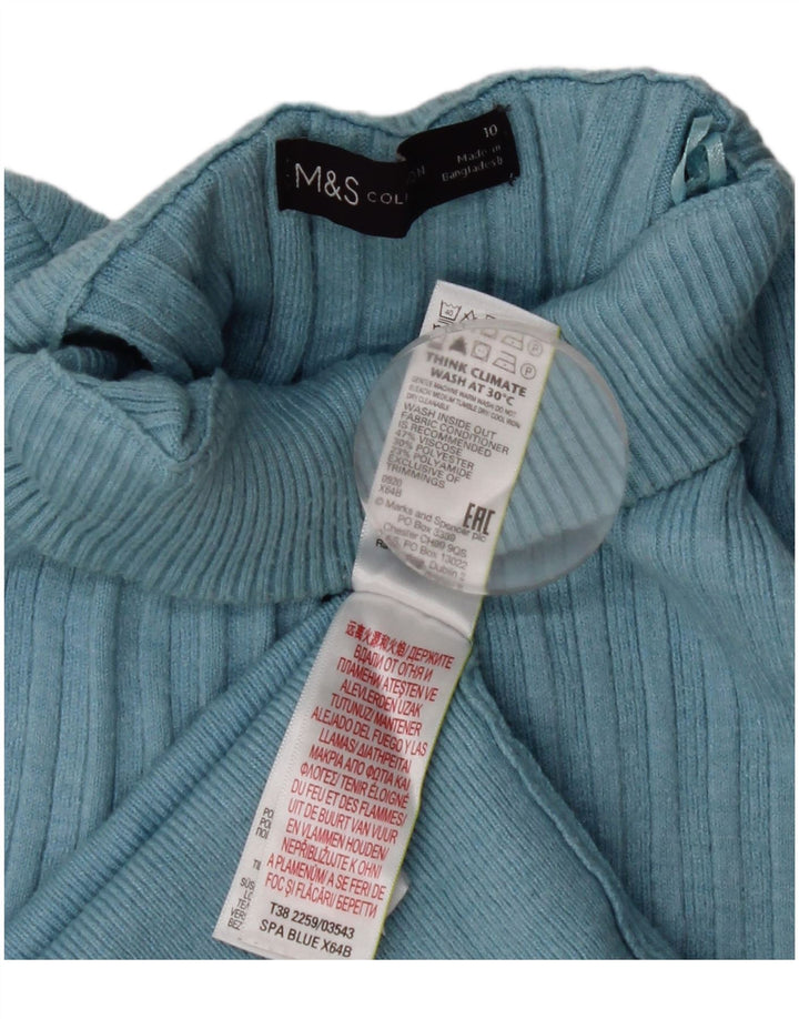 Marks & Spencer Rollkragenpullover für Damen, Gr. 10, Größe S, blau, Viskose