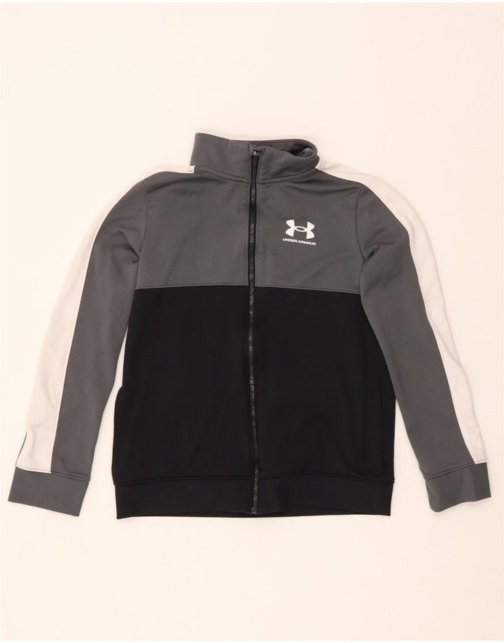 UNDER ARMOUR Jungen-Trainingsanzug-Top-Jacke, 9–10 Jahre, Mittelschwarz, Farbblock