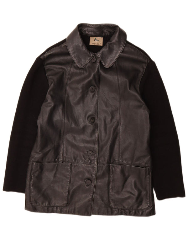 Premode Damen Lederjacke UK 12 Mittelschwarzes Leder