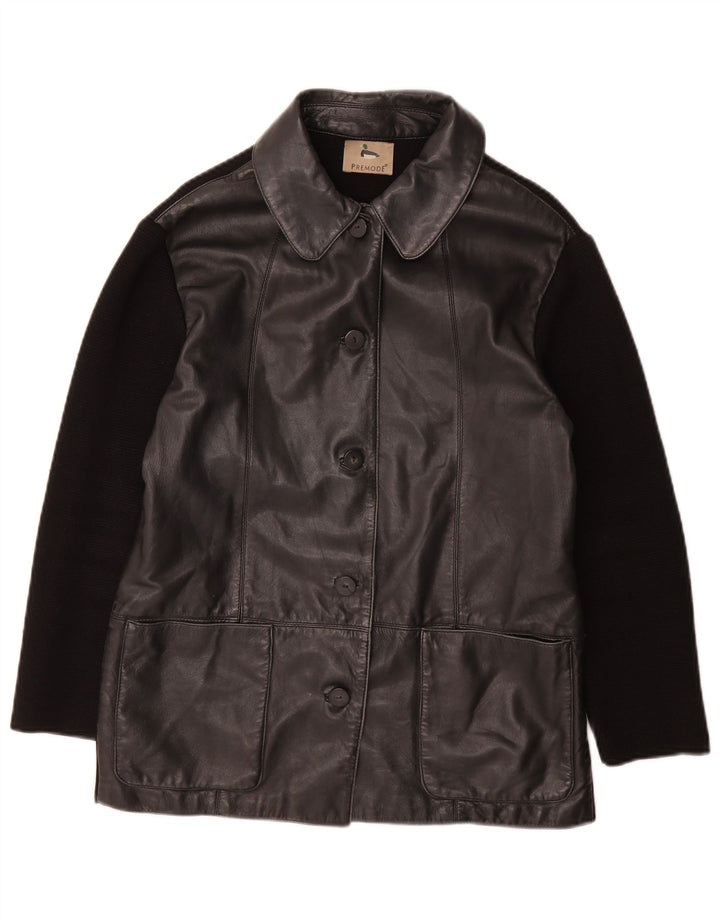 Premode Damen Lederjacke UK 12 Mittelschwarzes Leder