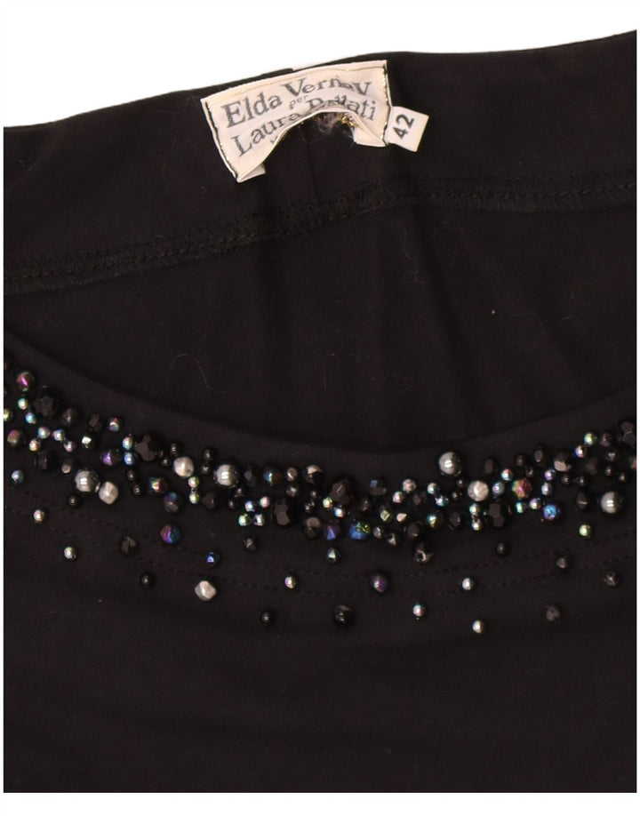 Vintage Damen Maxikleid IT 42 Medium Schwarz