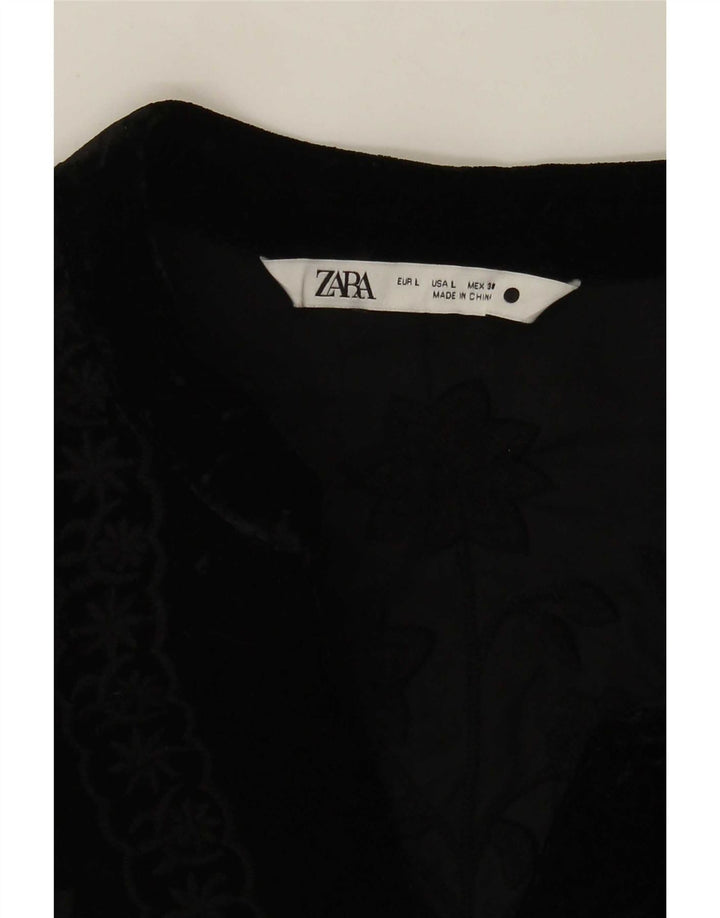 Zara Damen Bomberjacke UK 16 Large Schwarz geblümt
