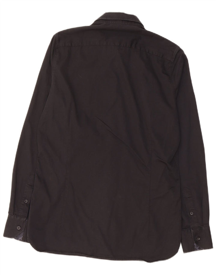 TED BAKER Herrenhemd Größe 15 Mittelschwarze Baumwolle