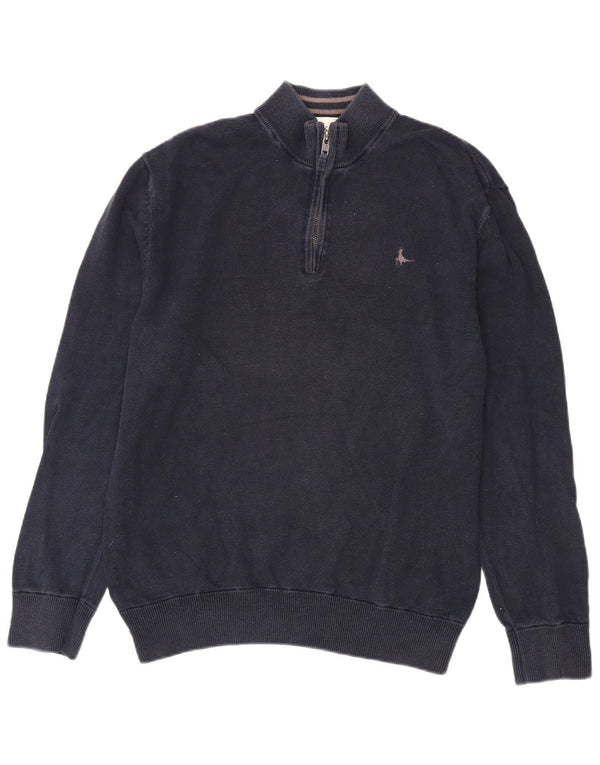 Jack Wills Herren-Pullover mit Reißverschluss am Hals, XL, marineblaue Baumwolle
