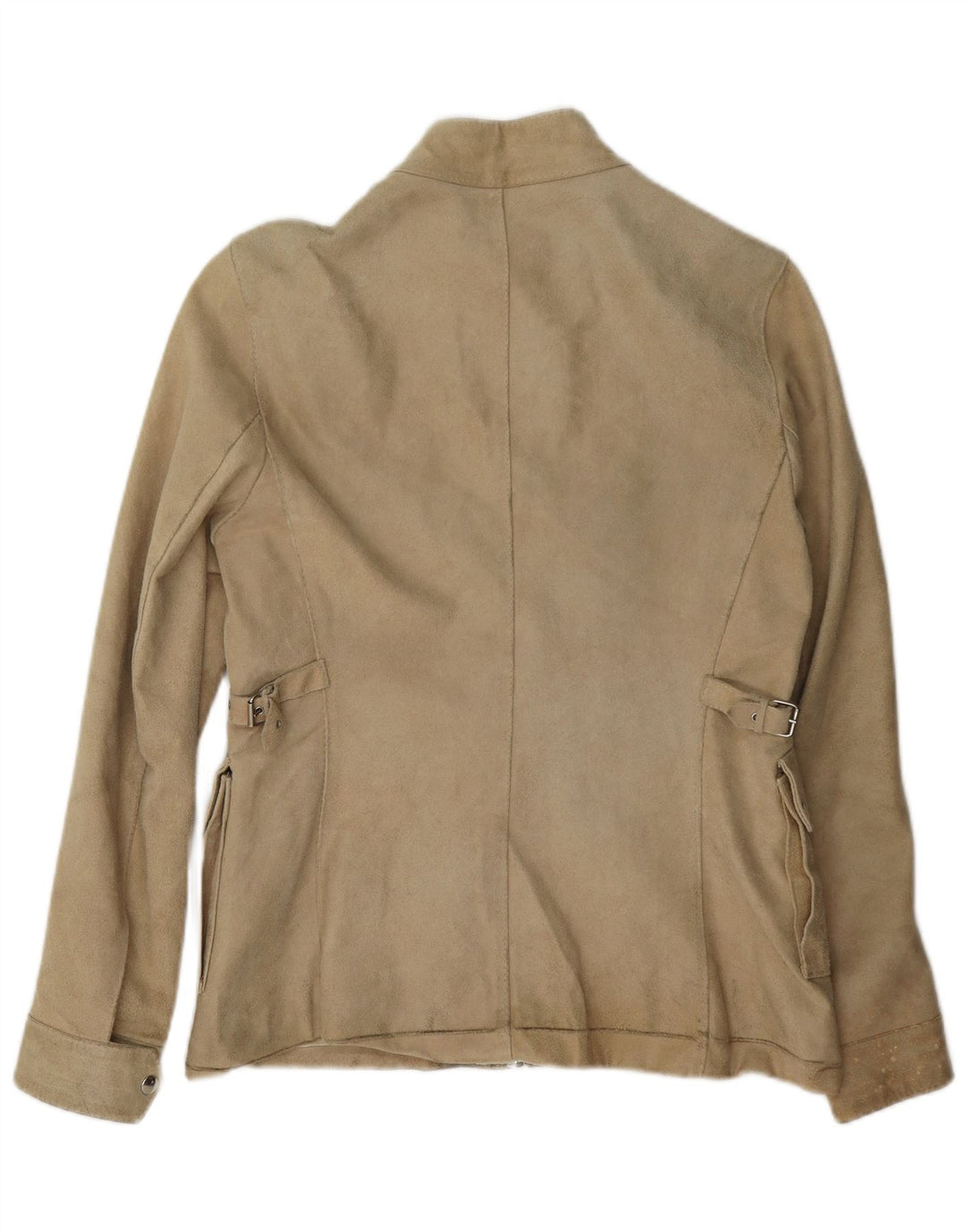 Vintage Damen Wildlederjacke UK 14 Großes Beige Leder