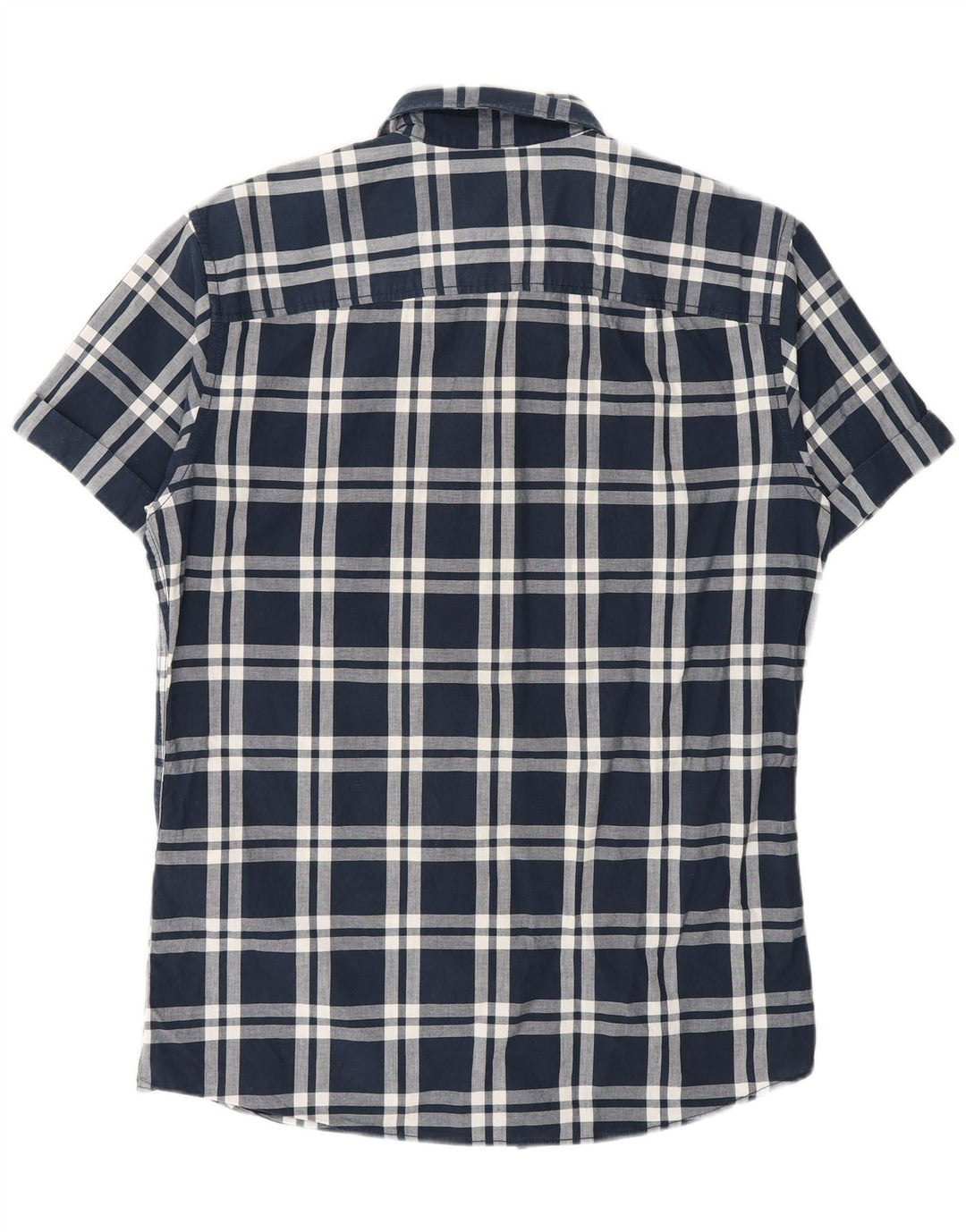 Jack & Jones Herren-Kurzarmhemd aus mittelblauer, karierter Baumwolle