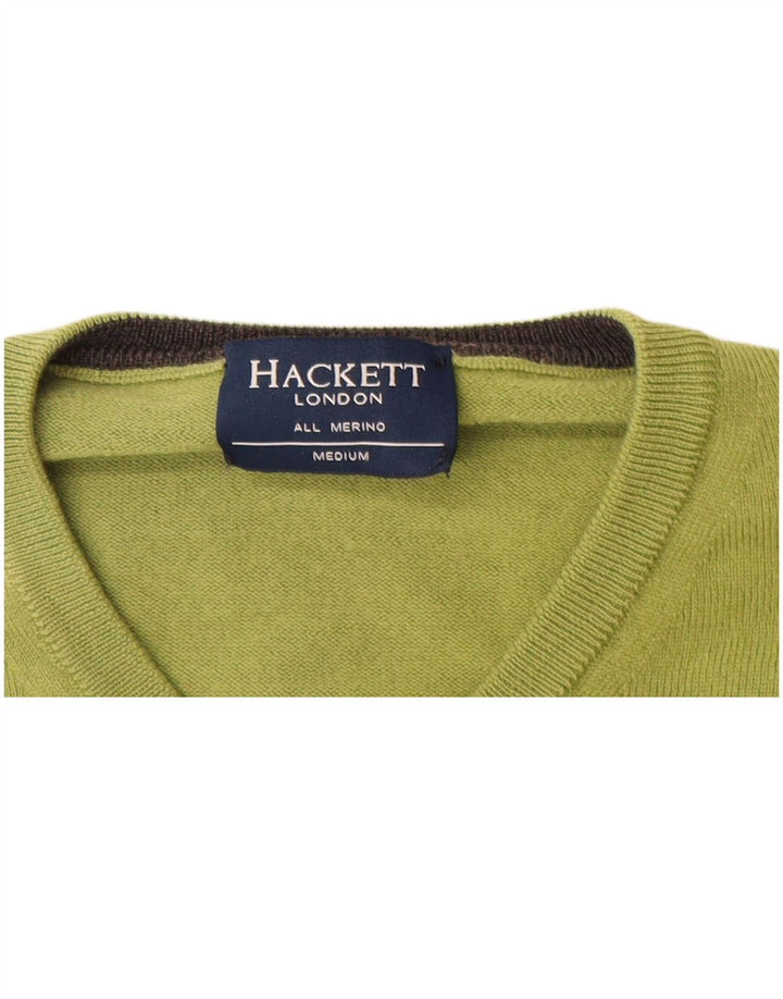 Hackett Herren-Pullover mit V-Ausschnitt aus mittelgrüner Merinowolle