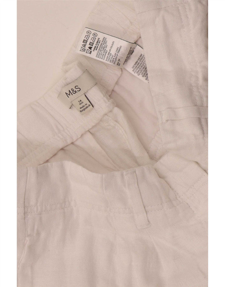 Marks & Spencer Damen Kurz geschnittene Hose UK 14 Large W32 L25 Weiß