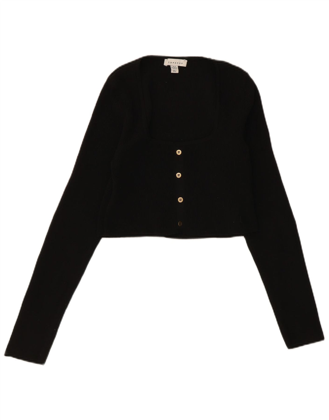 Zara Damen Crop Cardigan Pullover UK 12 Medium Schwarz Polyester