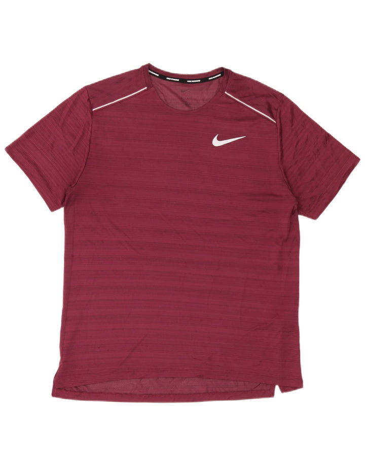 Nike Herren Dri Fit T-Shirt-Oberteil, groß, burgunderrot, gestreift, Polyester