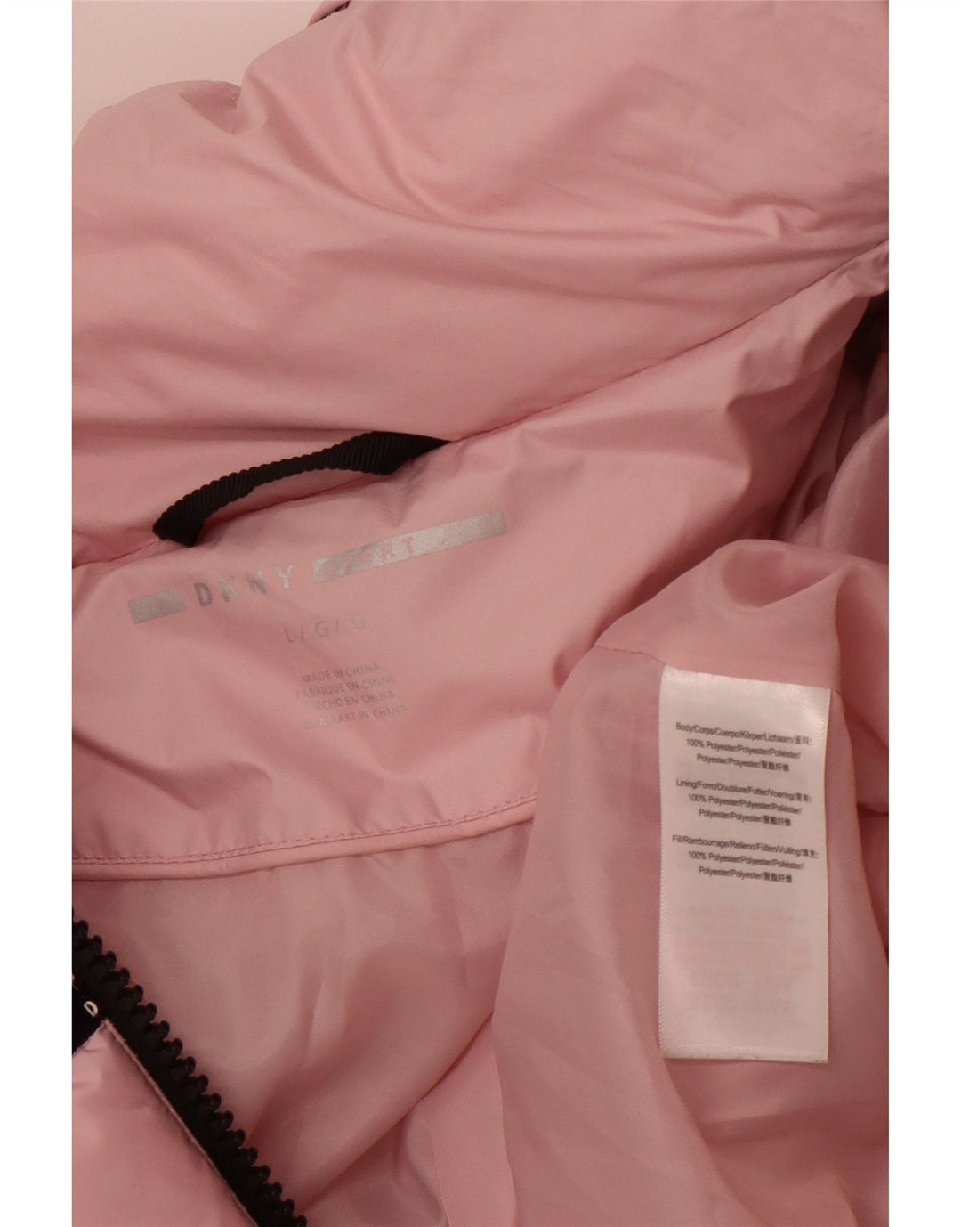 DKNY Womens Graphic Wattierte Jacke UK 16 Großes rosa gestreiftes Polyester