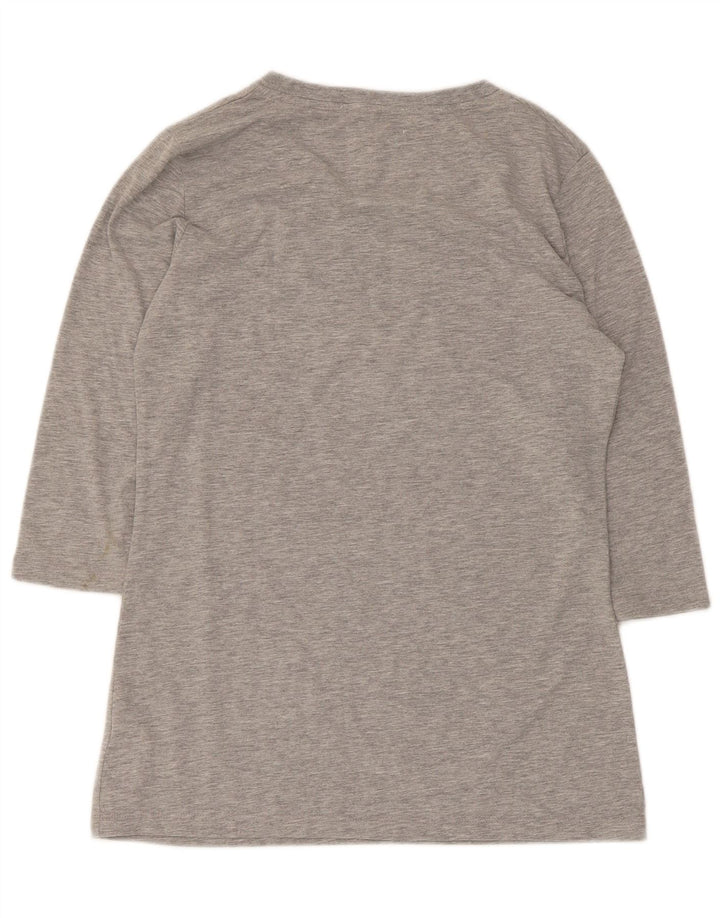 Timberland Womens Graphic 3/4 Sleeve Tunic Top UK 12 Mittelgraue Baumwolle
