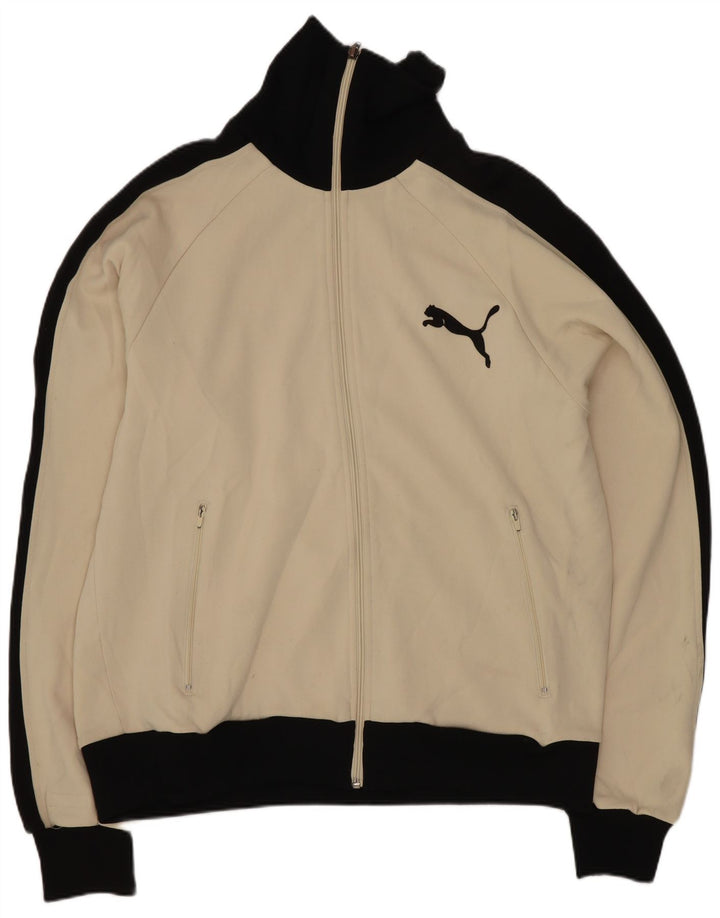 Puma Herren-Trainingsanzug-Top-Jacke, groß, beige, Farbblock-Polyester
