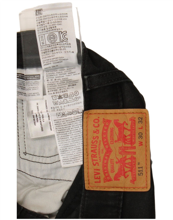 Levi's Herren 511 Slim Jeans W30 L29 schwarze Baumwolle