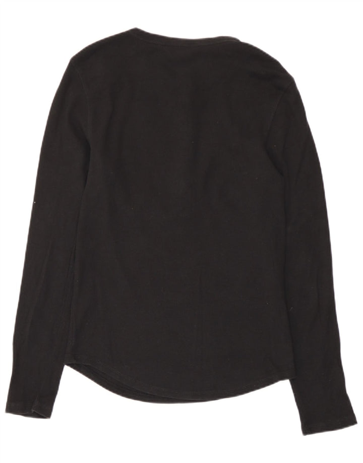Marks & Spencer Damen Top Langarm UK 10 Small Schwarz Baumwolle
