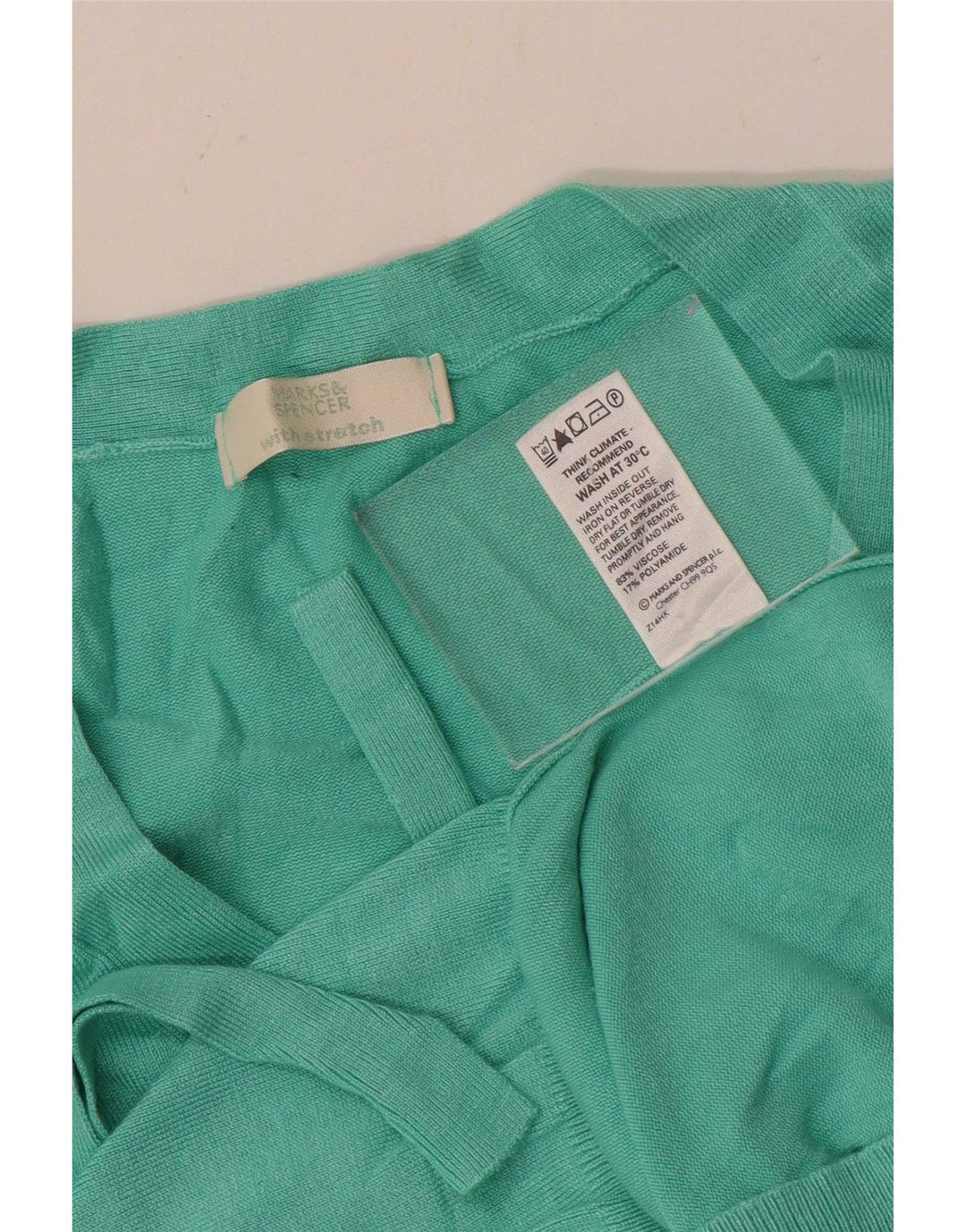 Marks & Spencer Damen-Pullover mit 3/4-Ärmeln und V-Ausschnitt, Gr. 14, Mittelgrün