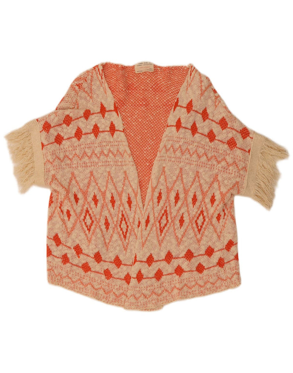 Zara Kurzarm-Strickjacke für Mädchen, offen, 9–10 Jahre, beige, geometrisch