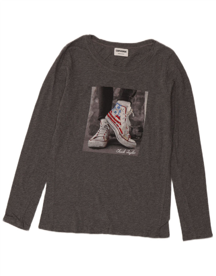 Converse Damen Chuck Taylor Graphic Top Langarm UK 12 Mittelgrau