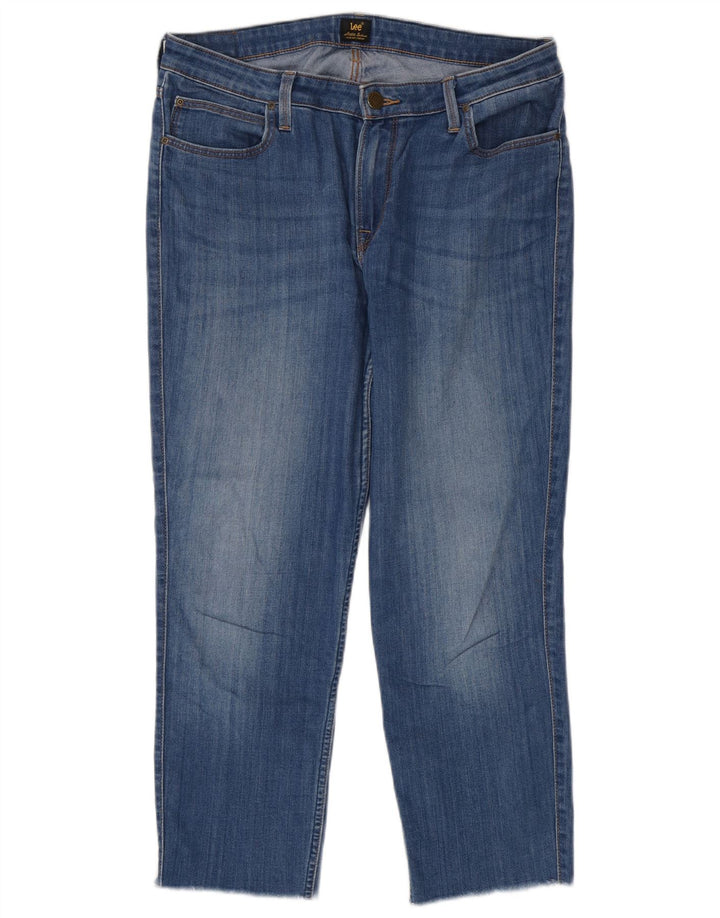Lee Damen Scarlett verkürzte Jeans W33 L25 Blaue Baumwolle