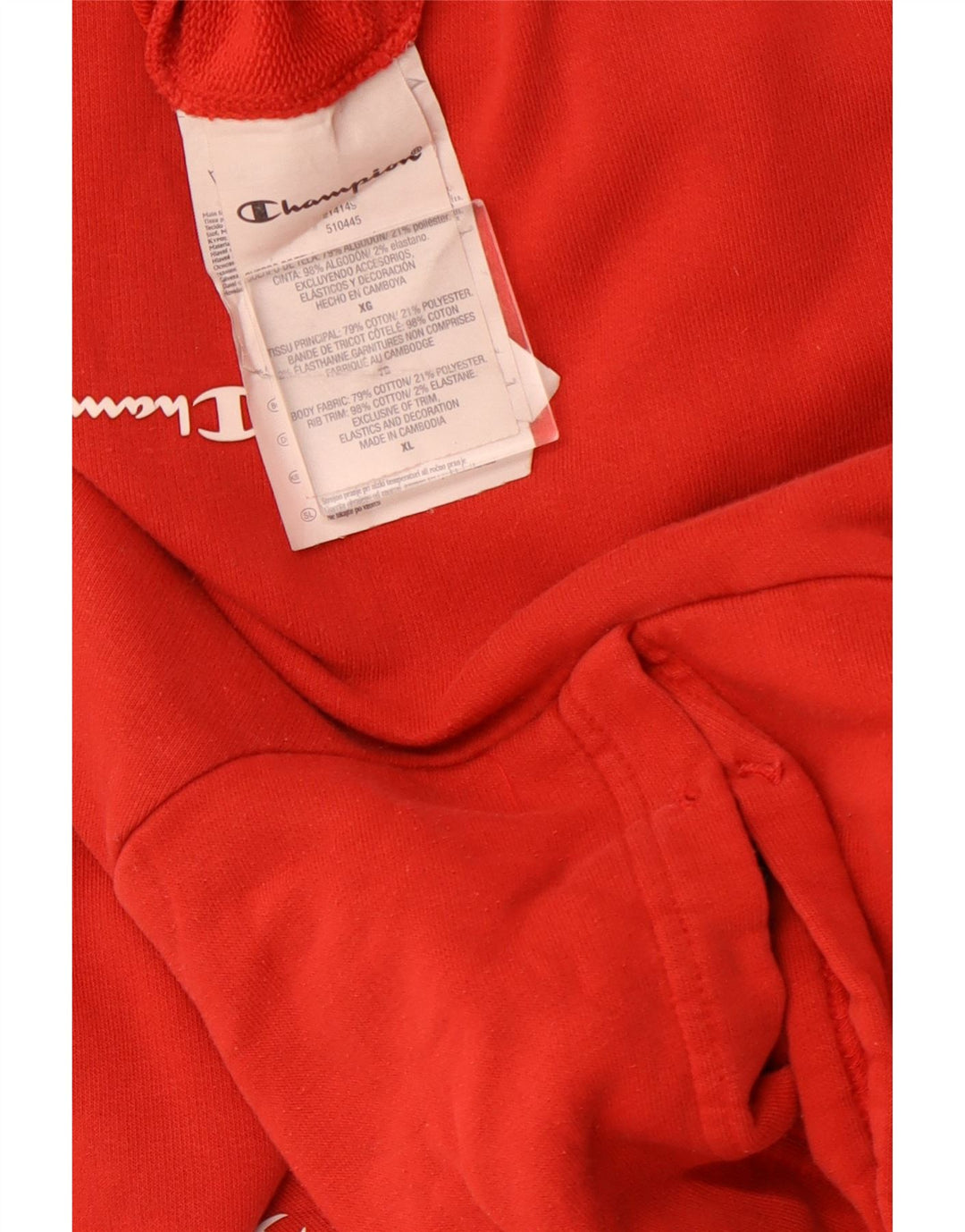 CHAMPION Herren Kapuzenpullover XL, rote Baumwolle