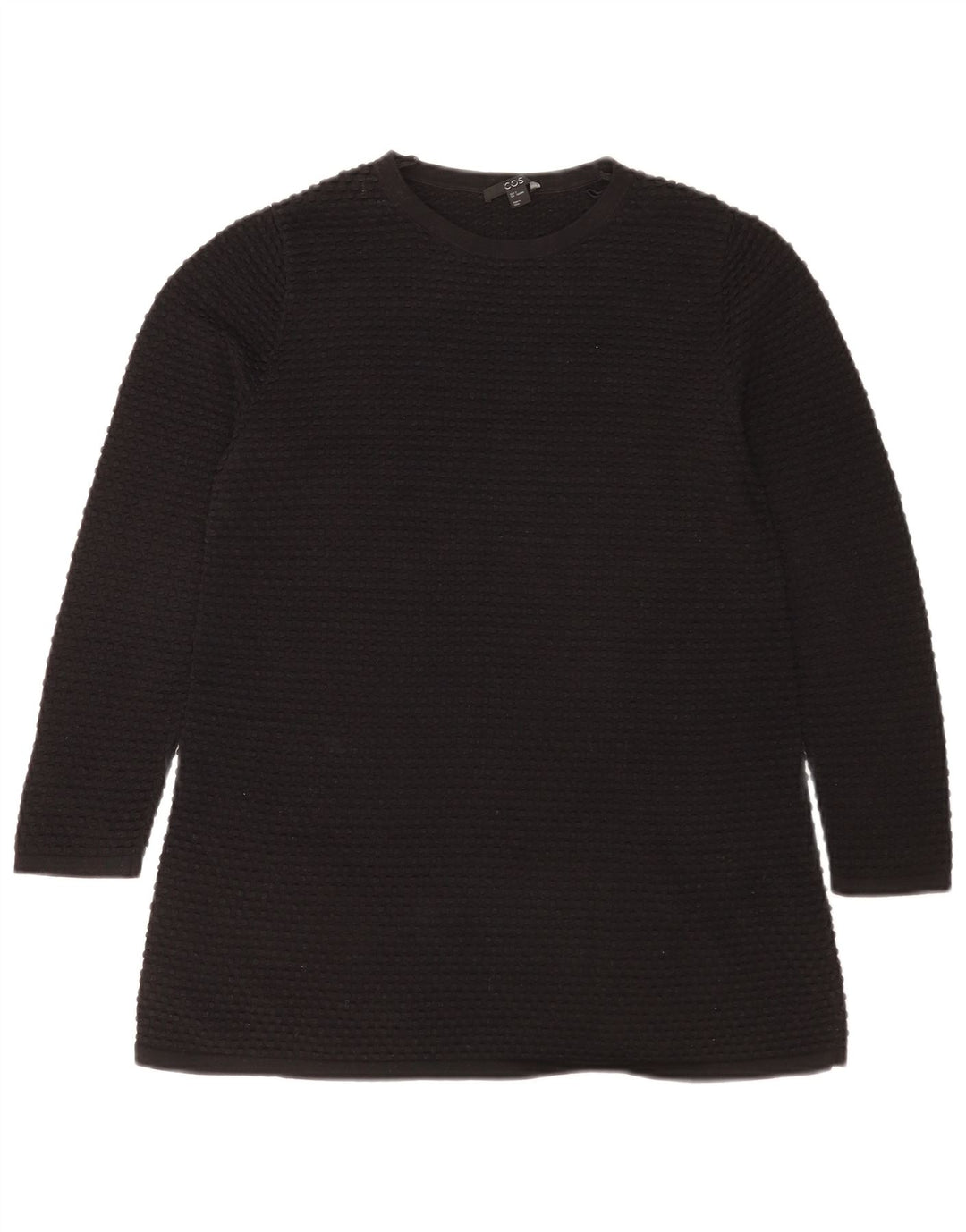 Cos Damen Top Langarm UK 10 Small Schwarz Baumwolle