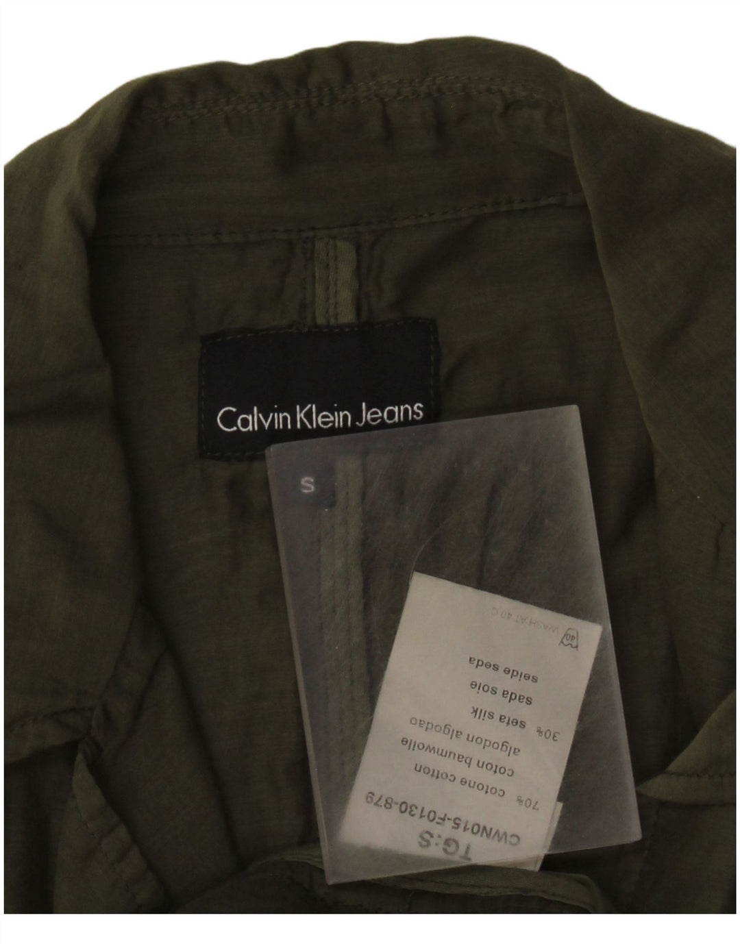 Calvin Klein Jeans Damen 2-Knopf-Blazerjacke UK 10 Small Grüne Baumwolle